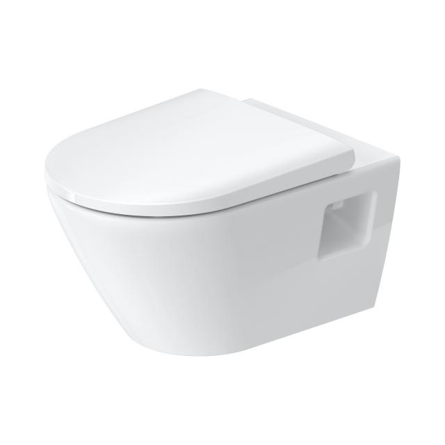 Duravit D-Neo wall-mounted, washdown toilet, rimless with toilet seat white