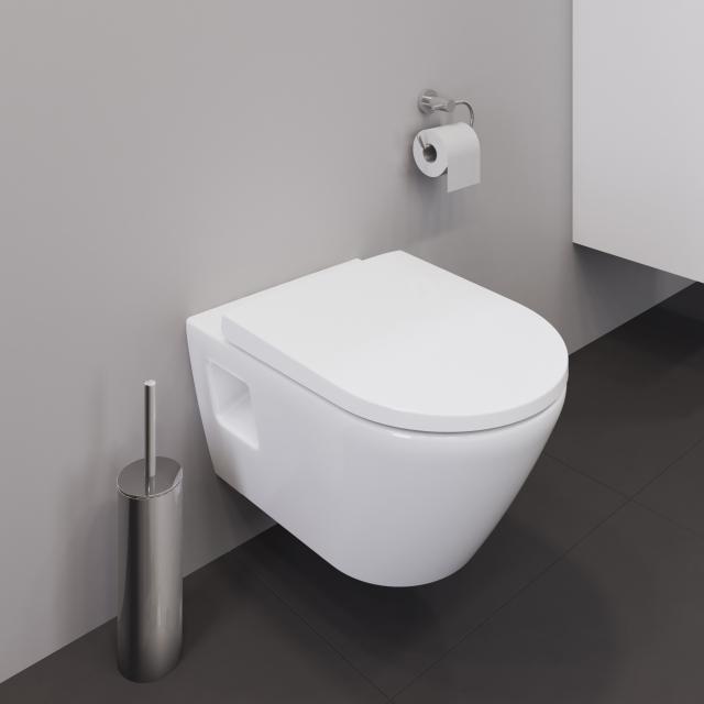 Duravit D-Neo wall-mounted, washdown toilet, rimless with toilet seat white