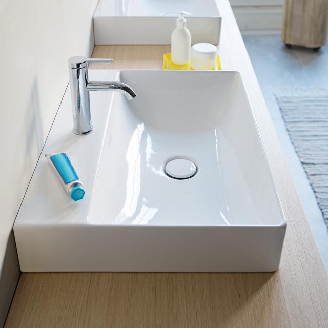 Duravit DuraSquare washbasin white, with WonderGliss, with 1 tap hole, grounded