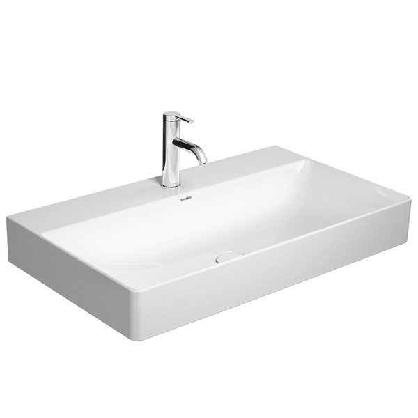 Duravit DuraSquare washbasin white, with WonderGliss, with 1 tap hole, grounded