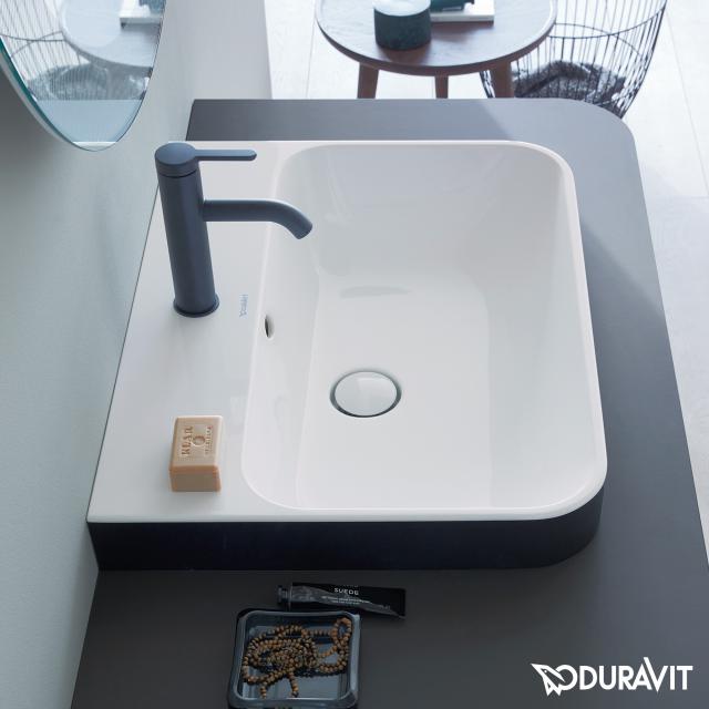 Duravit Happy D.2 Plus countertop washbasin matt anthracite/white, with WonderGliss, with 1 tap hole
