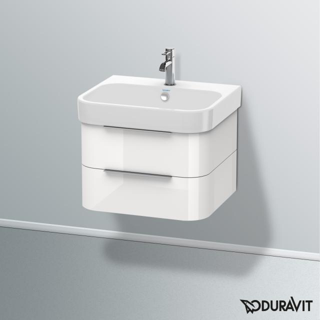 Duravit Happy D.2 washbasin with vanity unit with 2 pull-out compartments white, with WonderGliss, with 1 tap hole