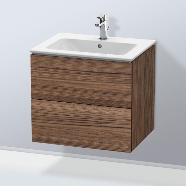 Duravit L-Cube Meuble sous-lavabo avec 2 tiroirs Façade noyer foncé/corps du meuble noyer foncé, sans système d’aménagement