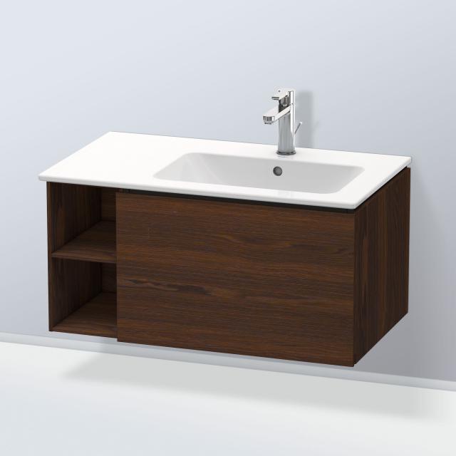 Duravit L-Cube Meuble sous-lavabo avec 1 tiroir et 1 étagère Façade noyer brossé/corps du meuble noyer brossé, avec système d’aménagement en noyer