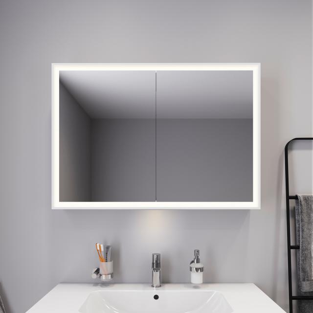 Duravit L-Cube mirror cabinet with lighting and 2 doors surface-mounted, with washbasin lighting
