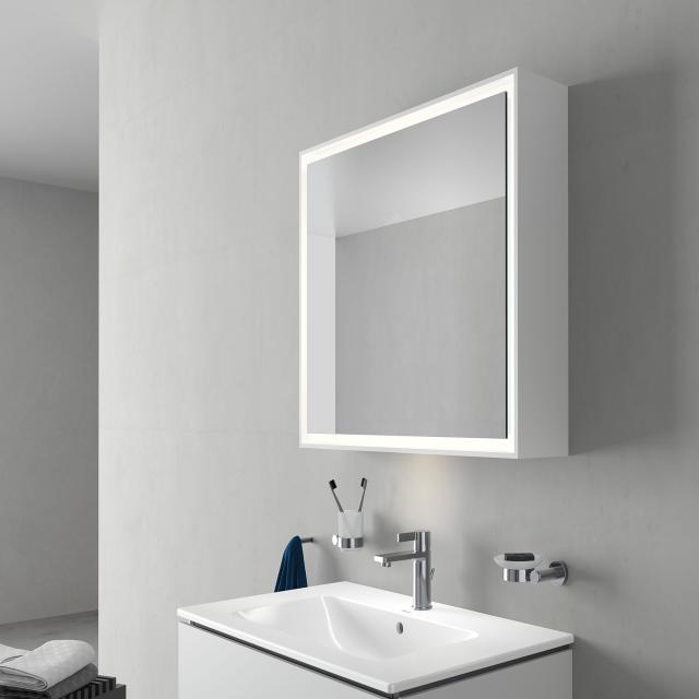 Duravit L-Cube mirror cabinet with lighting and 1 door surface-mounted, with washbasin lighting