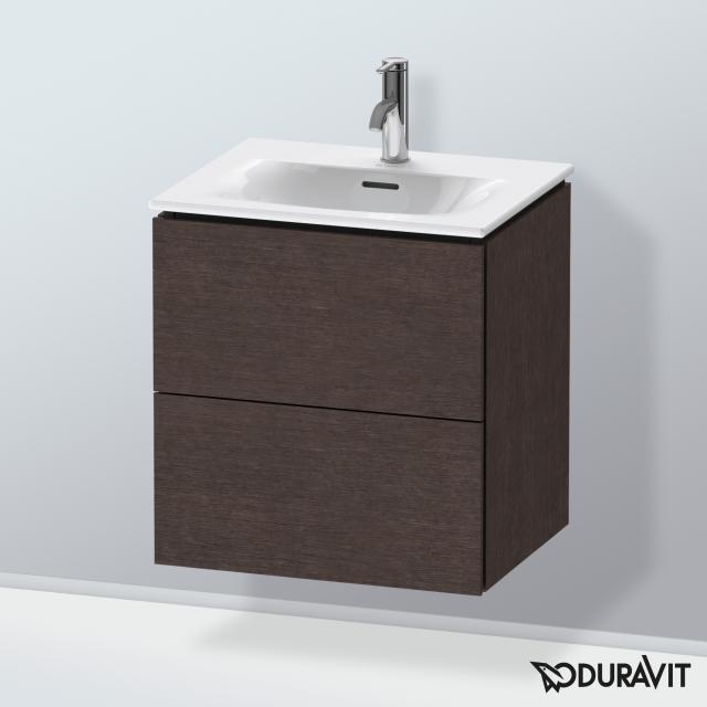 Duravit L-Cube vanity unit for hand washbasin with 2 pull-out compartments front brushed dark oak / corpus brushed dark oak
