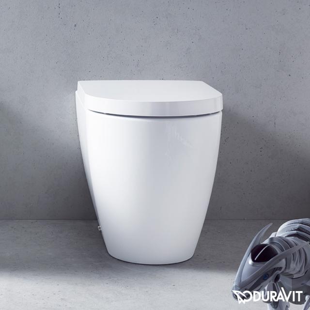 Duravit ME by Starck floorstanding washdown toilet, back to wall white, with WonderGliss