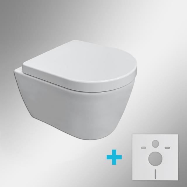 Duravit ME by Starck wall-mounted toilet & Tellkamp Premium 4000 toilet seat SET short: rimless toilet, with accessories white, with WonderGliss
