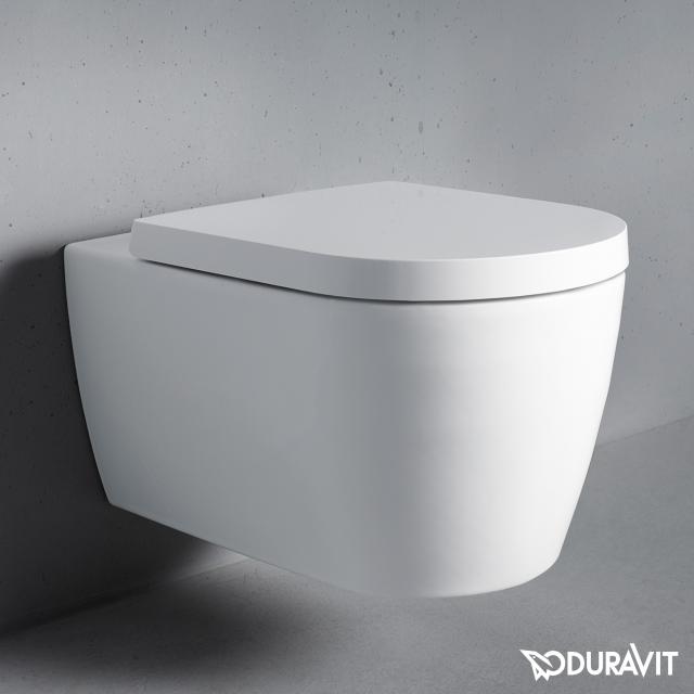 Duravit ME by Starck wall-mounted washdown toilet set, rimless, with toilet seat white, with WonderGliss