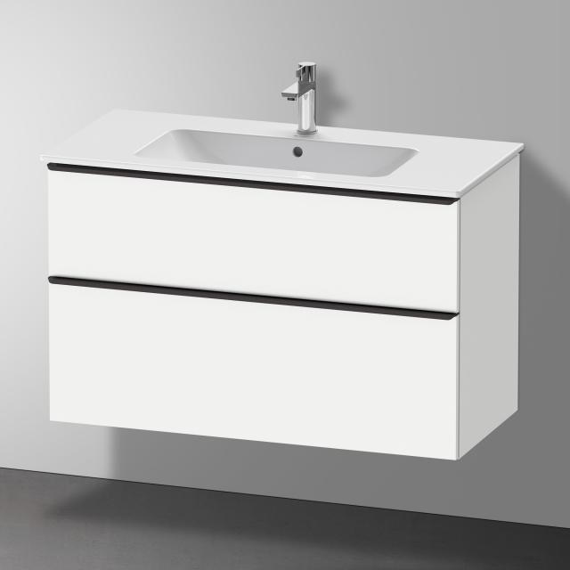 Duravit ME by Starck washbasin with D-Neo vanity unit with 2 pull-out compartments front matt white / corpus matt white, WB white, with WonderGliss, with 1 tap hole