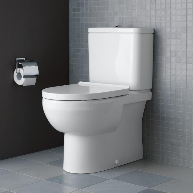 Duravit DuraStyle Basic floorstanding close-coupled washdown toilet, rimless white, with WonderGliss