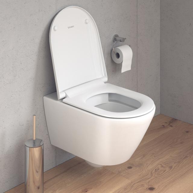 Céramique Montage mural Sans rebord de chasse Aqua Bagno Cuvette WC suspendue design Brosse WC avec abattant WC à fermeture douce Set WC 