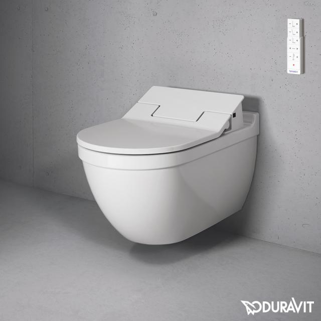 Duravit Starck 3 wall-mounted washdown toilet for SensoWash®, extended version white, with WonderGliss