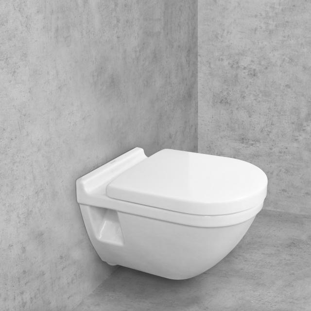Duravit Starck 3 wall-mounted, washdown toilet & Tellkamp Premium 7000 toilet seat SET white, with WonderGliss