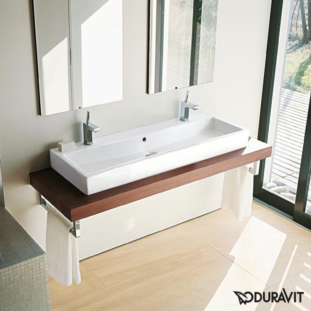Duravit Vero double washbasin white, with WonderGliss, with 2 tap holes, grounded, with overflow