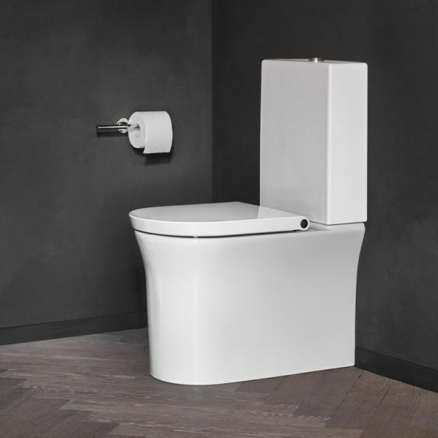 Duravit White Tulip floorstanding, close-coupled, washdown toilet, rimless white, with WonderGliss
