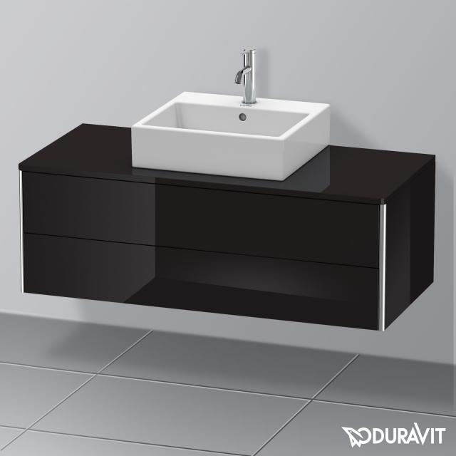 Duravit XSquare vanity unit for countertop with 2 pull-out compartments front black high gloss / corpus black high gloss, with interior system in maple