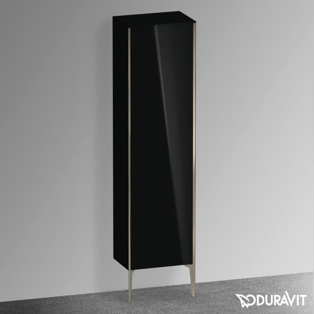 Duravit XViu tall unit with 1 door front black high gloss / corpus black high gloss, profile matt champagne