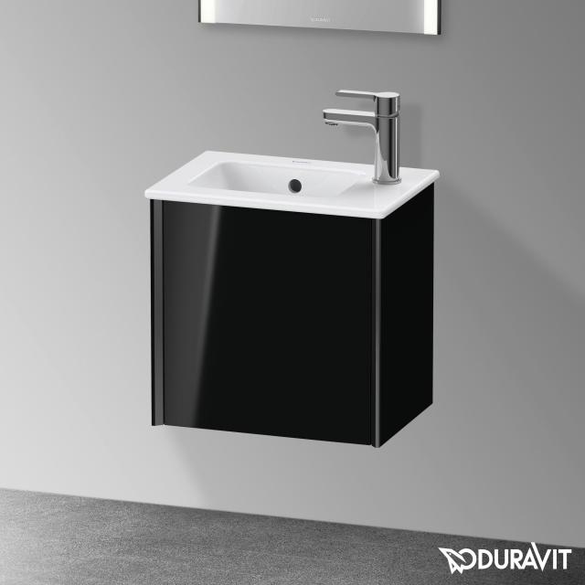 Duravit XViu vanity unit for hand washbasin with 1 door black high gloss, profile matt black, without interior system