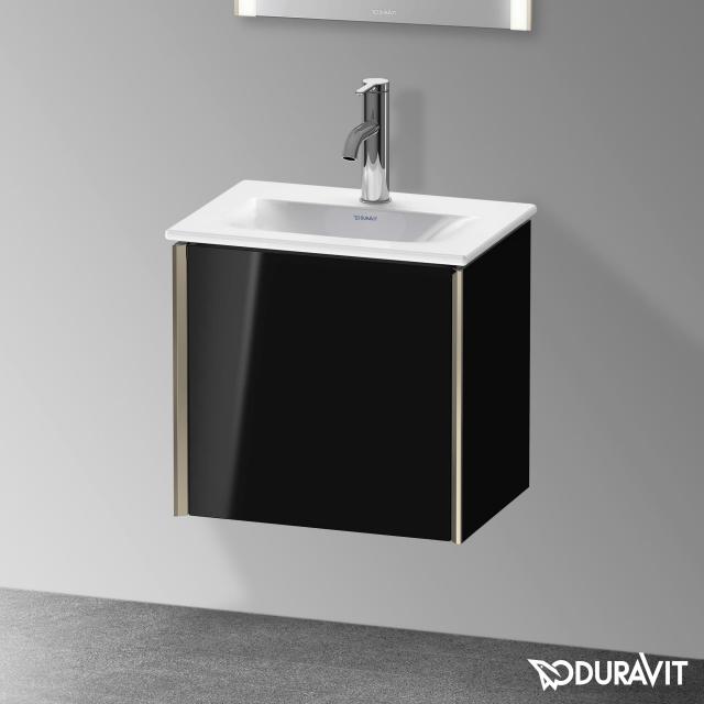Duravit XViu vanity unit for hand washbasin with 1 door black high gloss, profile matt champagne, without interior system