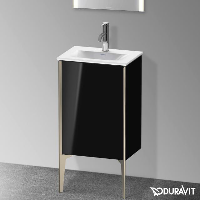 Duravit XViu vanity unit for hand washbasin with 1 door black high gloss, profile matt champagne, without interior system