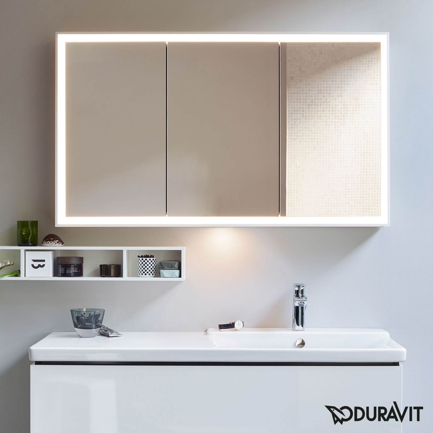 Duravit L Cube Mirror Cabinet With Led, Bathroom Vanity Mirror Cupboard
