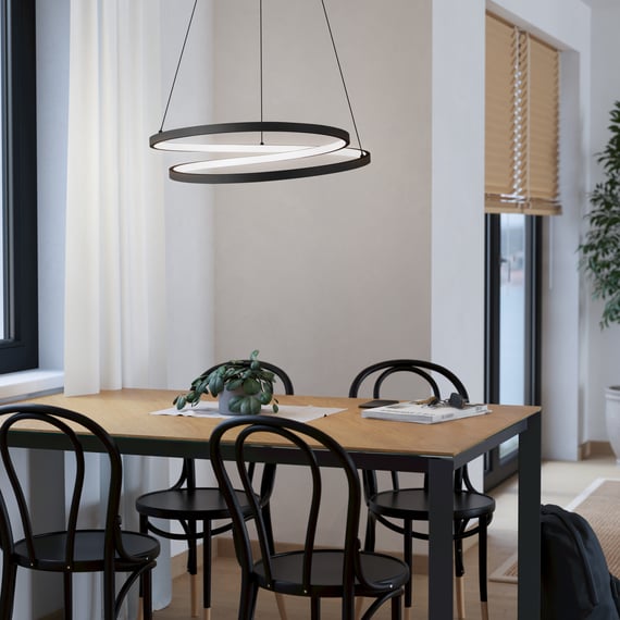 EGLO 93904 Pendelleuchte Schwarz – Metall/Glas, Für Max. 7W LED, 110 Cm Pendellänge