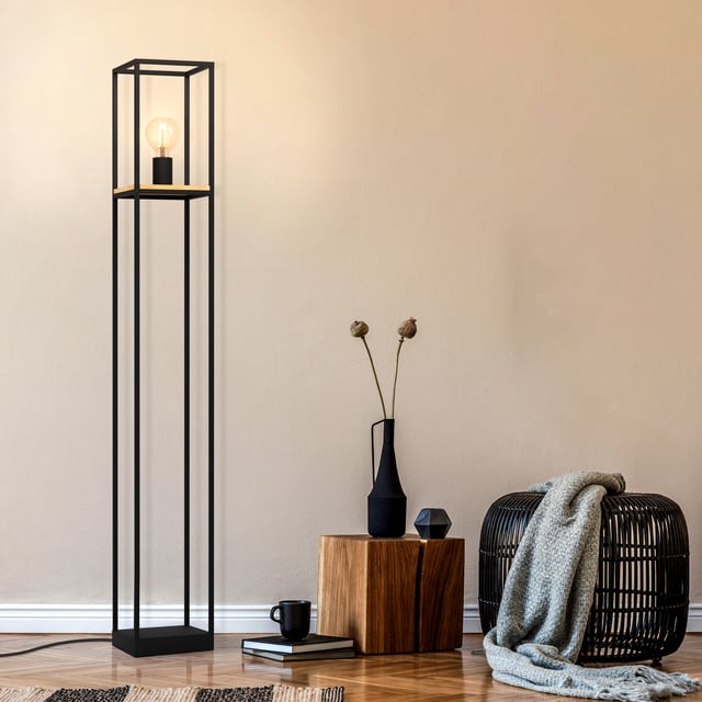 Eglo LIBERTAD lampada da terra, E27 nero/marrone - 99798
