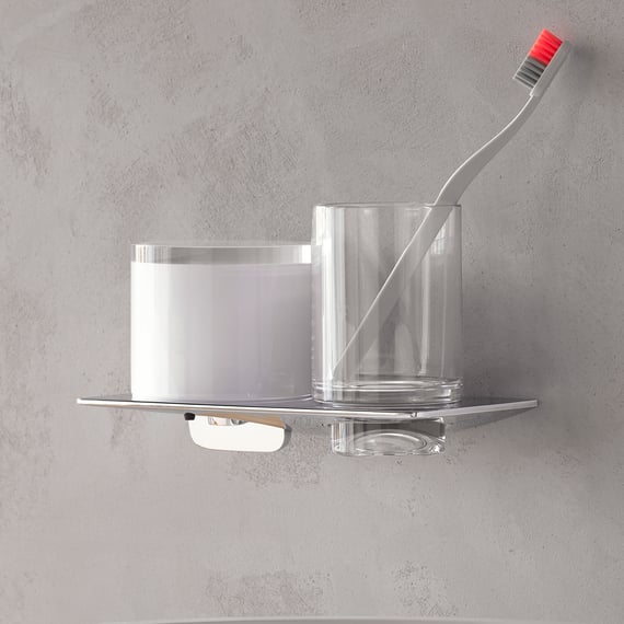 Cushionmania Set 4 Accessori Bagno Damascati – Portasapone, Dispenser, Bicchiere E Portaspazzolino, Rosa/bianco, Acrilico - 4