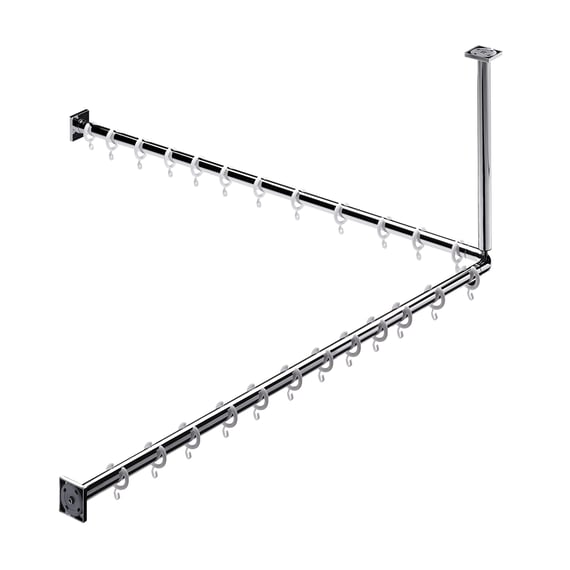ASTA PER TENDA A Soffitto 2 Binari 16 Mm | Cromo Opaco | Fai Da Te E Personalizzabile | Ideale Per Soggiorno E Camera