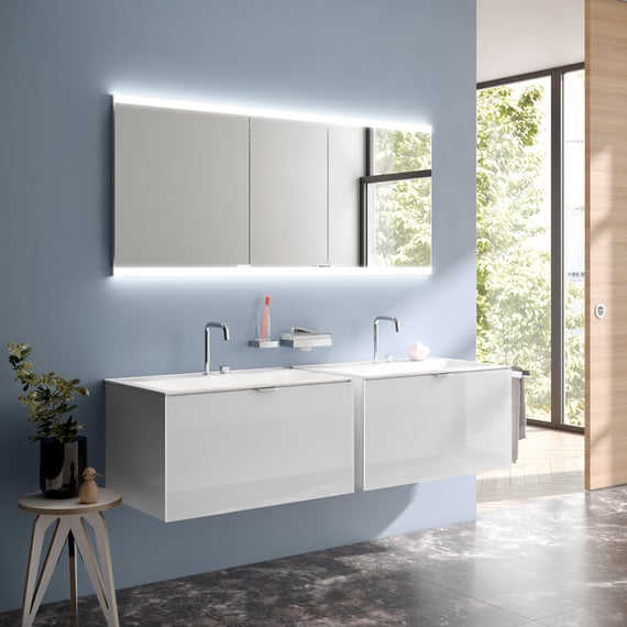 Emco Evo Armoire de toilette 3 portes avec éclairage aluminium, avec « light  system » et chauffage miroir - 939707008