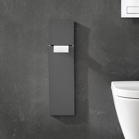 Mobiletto Scopino WC Emco Asis Pure A Scomparsa, Nero Opaco, Push To Open, 17x43,5x14,9 Cm - 5