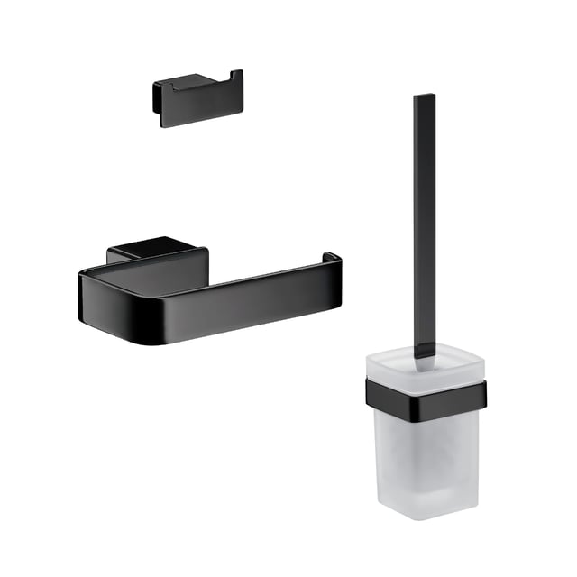 Set Completo Accessori Bagno 5 Pezzi Design Moderno In Plastica - Nero | Leroy Merlin