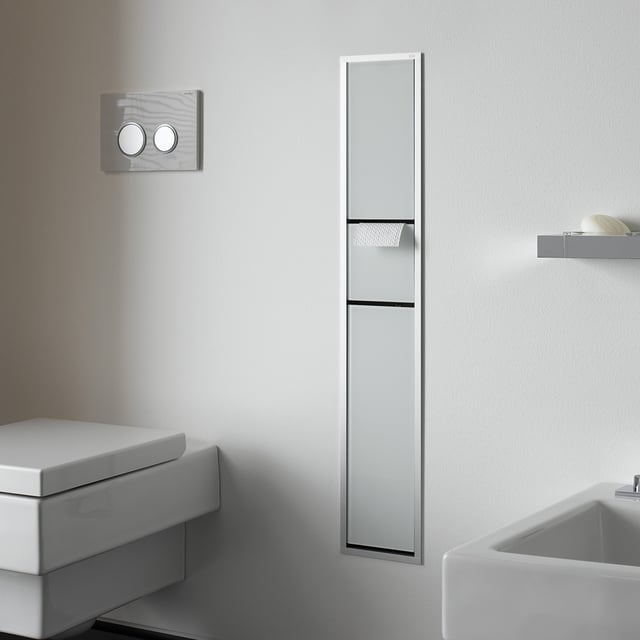 Mobiletto Da Bagno Con Scopino Emco Asis Pure | Incasso A Scomparsa | Grigio Opaco Anti-impronta | Apertura Push To Open | Armadietto Salvaspazio 17x43,5x14,9 Cm - 3