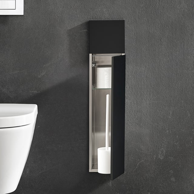 LEN – Porte-Rouleau de Papier Toilette Noir, Étagère de Rangement,  Multifonction pour Salle de Bain, EL609