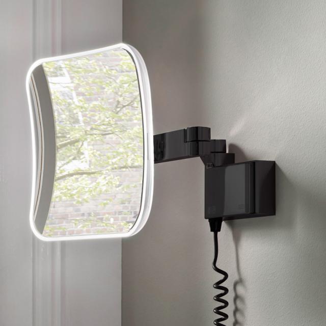 Emco Evo LED shaving and beauty mirror with spiral cable and plug black