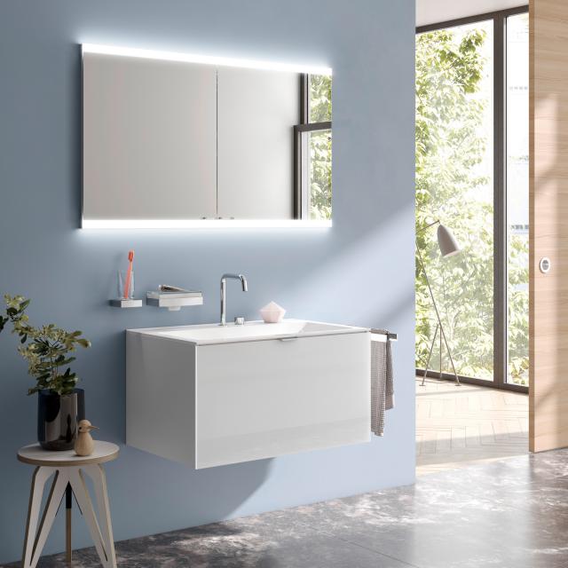 Emco Evo recessed mirror cabinet with LED lighting aluminium, with lighting system, with mirror heating