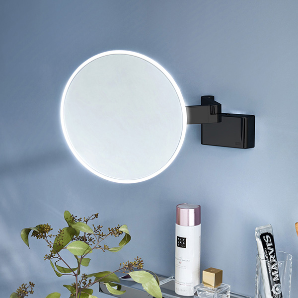 Emco Evo shaving and beauty mirror with lighting with emco light system black
