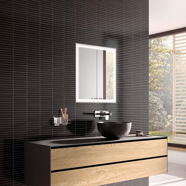 Emco Prestige 2 mirror cabinet with lighting and 2 doors recessed, with light system