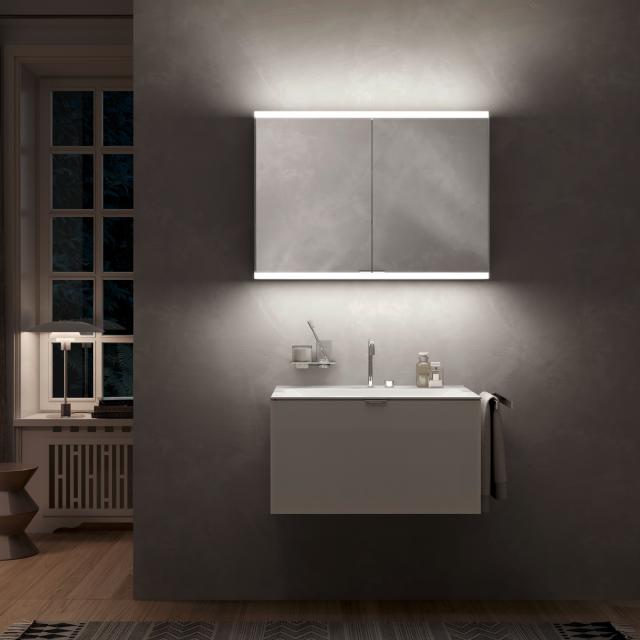 Emco Prime2 mounted mirror cabinet with lighting and 2 doors white rear panel