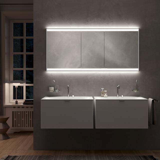 Emco Prime2 recessed mirror cabinet with lighting and 3 doors mirrored rear panel