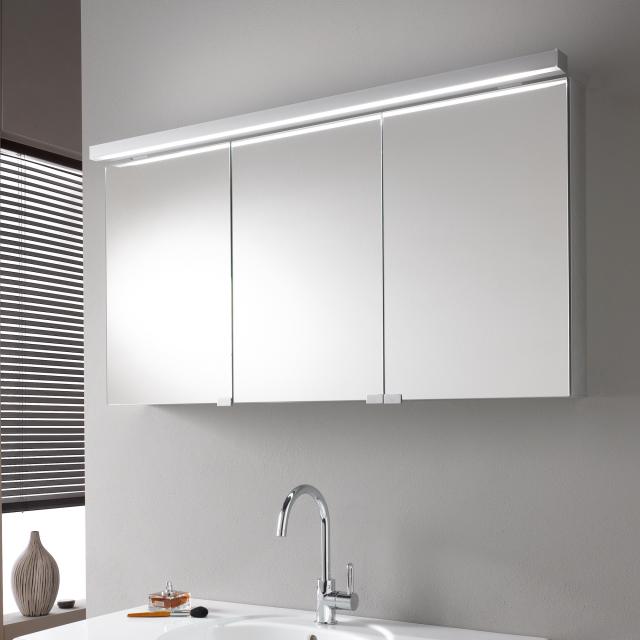 Emco Pure mounted mirror cabinet with lighting and 3 doors without washbasin lighting