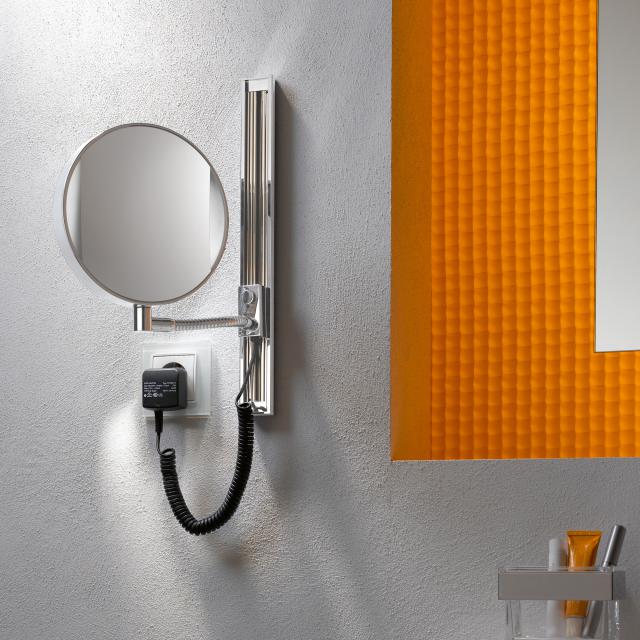 Emco Universal LED shaving / beauty mirror, round, wall-mounted, with slide rail