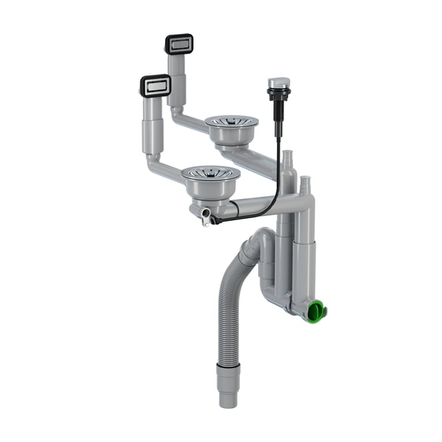 Kit Bonde D'évier Cuisine Acier Inoxydable 114mm – Contrôle Par Câble, Clapet Anti-retour, Filtration Aliments - 2