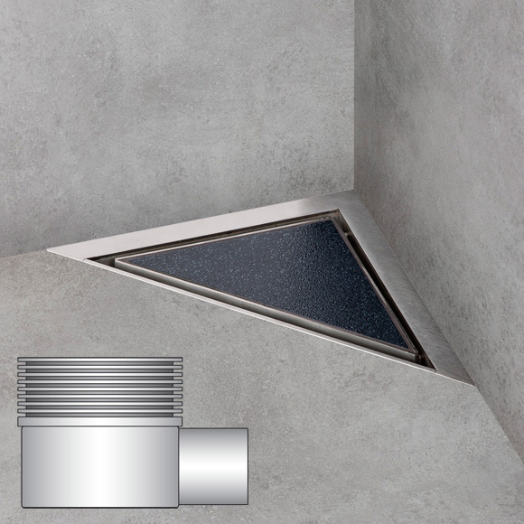 ESS Aqua Jewels Linea Delta floor drain including cover for tile, horizontal connection L: 20 W: 20 cm