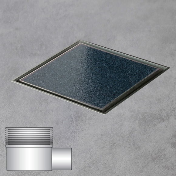 ESS Aqua Jewels Quattro floor drain including cover for tile, horizontal connection L: 15 W: 15 cm