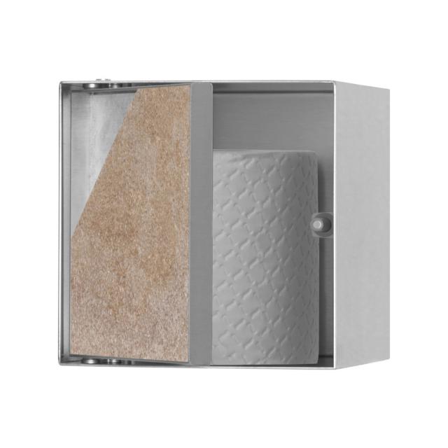 ESS Container T-ROLL wall recess with 1 door, tileable brushed stainless steel