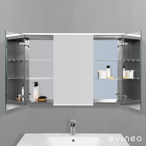Armoire De Salle De Bain Avec Miroir Anti-buée Et LED - 70 Cm De Large - Bois Multicouche - Éclairage Tactile Et Horloge Numérique