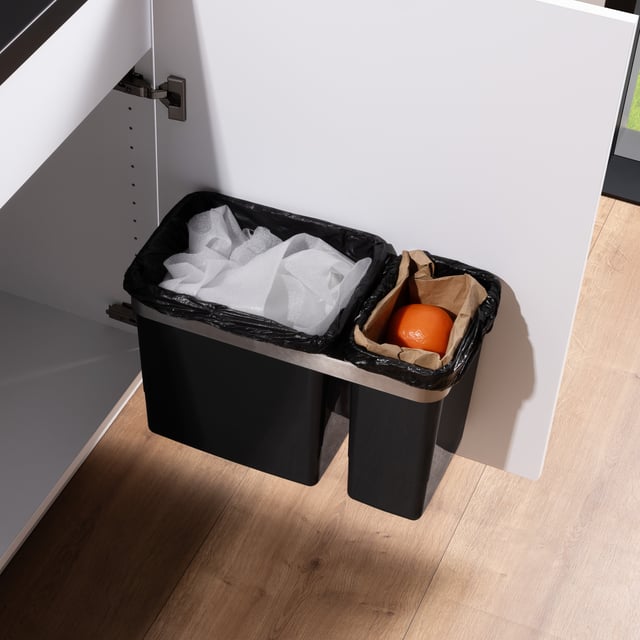 Poubelle cuisine coulissante pour meuble de 400 - Poubelle sous evier Poubelle cuisine coulissante pour meuble de 400 - Poubelle sous evier